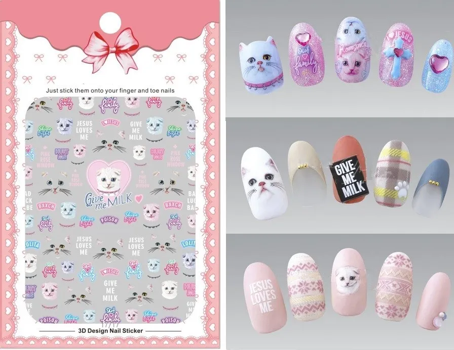 1 Sheet Cat 3d Nail Art Transfer Stickers Cute Cat Japanese Nail Art Designs Pussycat Nail Stickers Of Diy Nail Decorations Designer Nail Stickers Nail Design Stickernail Sticker Aliexpress
