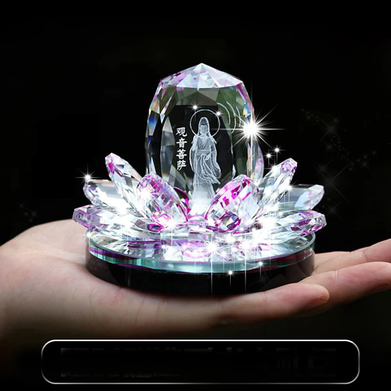 

TOP COOL gift HOME OFFICE Company SHOP CAR Ornament Efficacious Talisman safe Bless Guanyin Buddha Crystal FENG SHUI statue