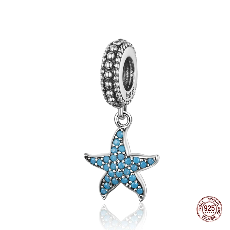 

925 Sterling Silver Starfish Pendant Charm Fit Original Pandora Bracelet Sea Creature Ocean Charm Beads for Women Jewelry Making