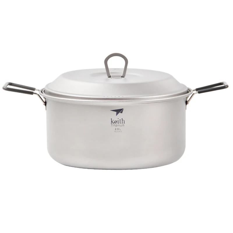 Keith 2.5L Titanium Soup Pot Ultralight Outdoor Camping Cookware Picnic Cooking Pot