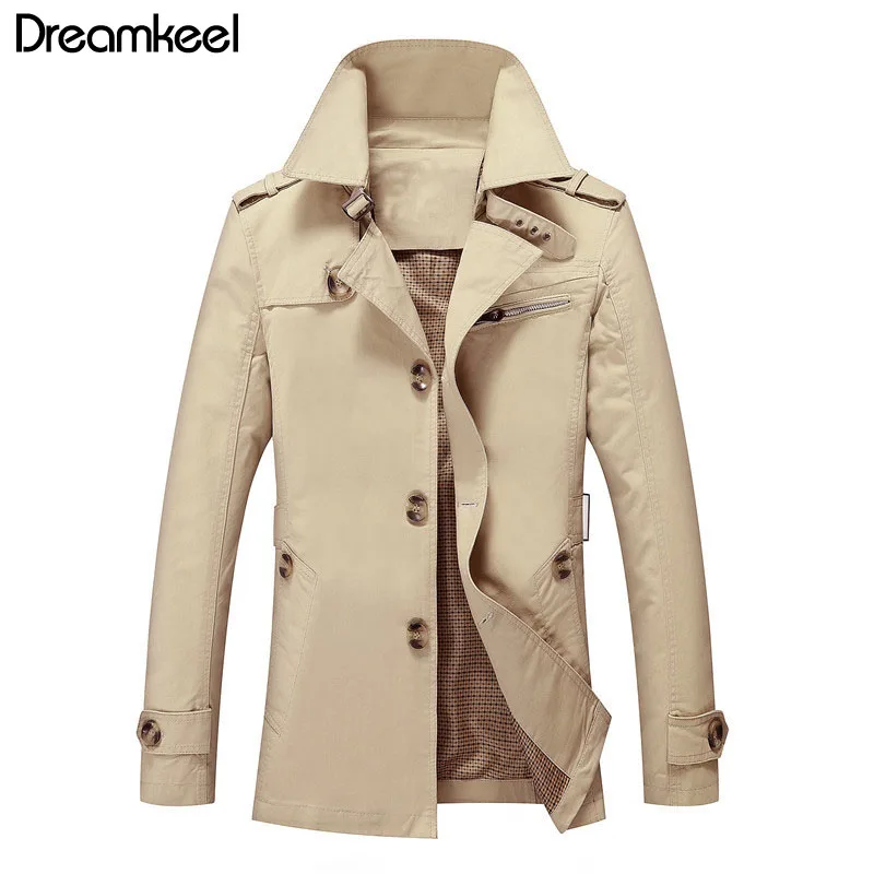 

Mens Trench Coat British Style Slim Jacket New Fashion Designer Man Medium-Long Spring Autumn Windbreaker Male Plus Size M-5XL W