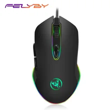 FELYBY программируемая игровая мышь 4800 dpi 6 кнопок RGB с подсветкой USB Проводная оптическая мышь геймер для ПК компьютера ноутбука