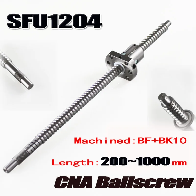 Free shipping SFU1204 rolled ball screw C7 with 1204 flange single ball nut for BK/BF10 end machined CNC parts RM1204 afbeelding