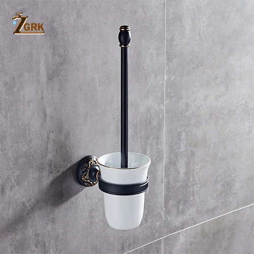 ZGRK бумажные Держатели Европейский стиль аксессуары для ванной комнаты пространство Алюминий с черным напылением набор оборудования для ванной комнаты фитинг полотенце кольцо - Цвет: GJL04B