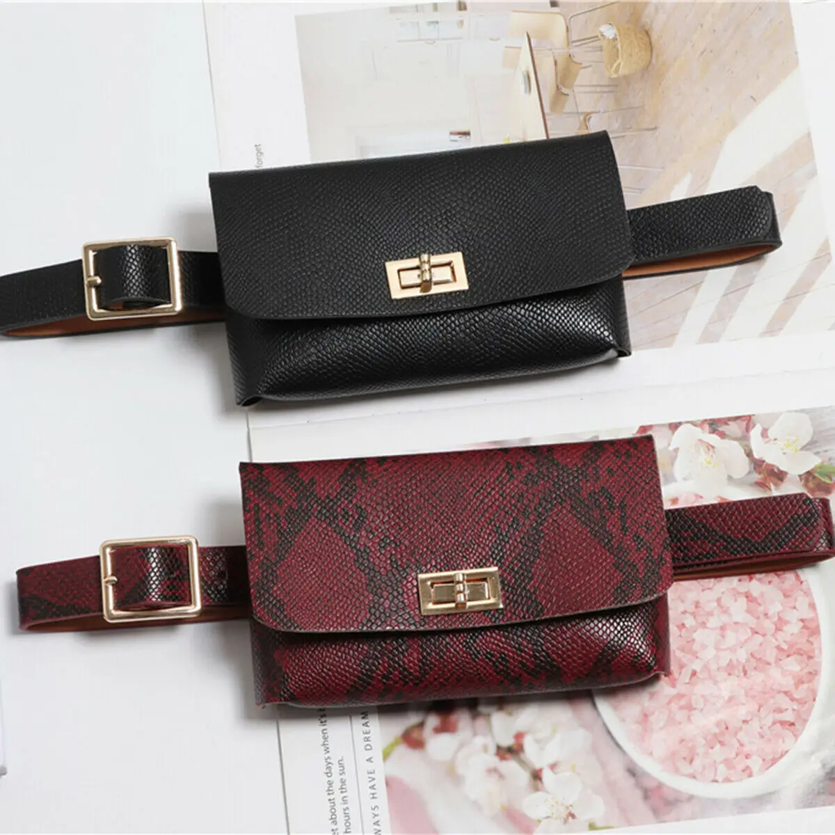 

2019 New Women Belt Bags Serpentine Waist Fanny Packs Bum Bags Mini Chest Waist Pouch