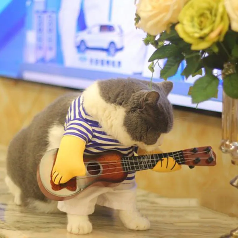 VOVOPET Домашние животные, кошки, собаки, костюм Забавный Милый гитарист, наряды для маленьких собак, кошек, котенок щенок вечерняя косплей одежда