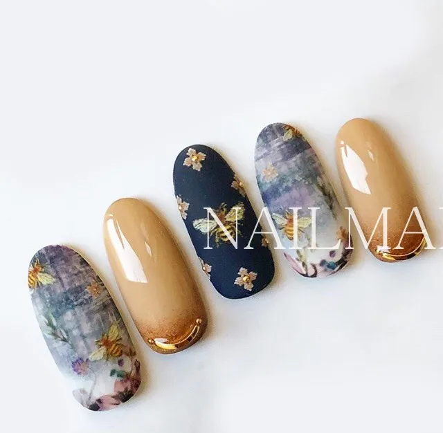 1 лист золотой пчелы стикеры 3D на ногти Nail Art милые животные пчела наклейки для ногтей s переводная наклейка клейкая бумага DIY украшения для ногтей