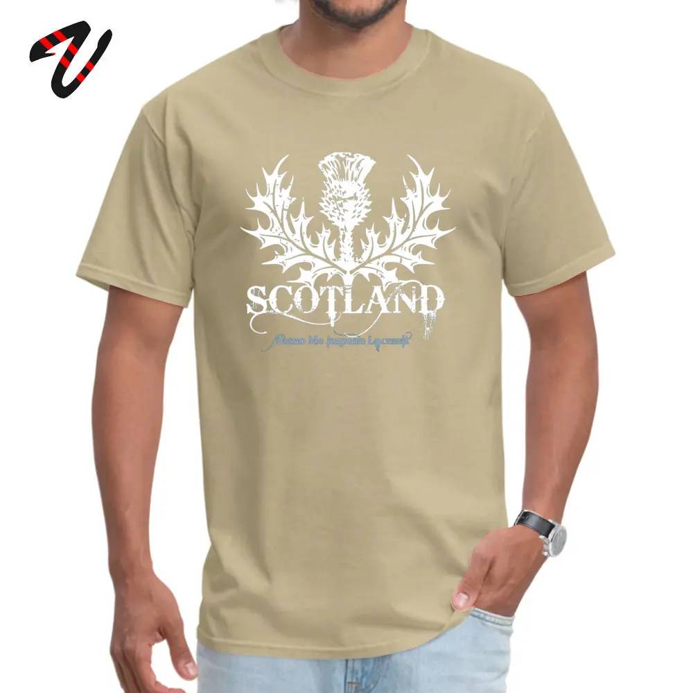 Scotland T-shirts for Men comfortable Summer/Autumn Tops Tees Short Sleeve Funky Design T-Shirt Crewneck Pure Cotton Scotland 29123 beige