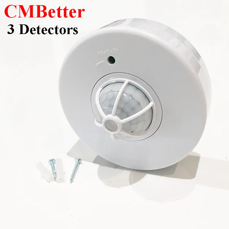 CMBetter 220V Energy-Saving 360 Degree PIR Infrared Motion Movement Sensor Detector Switch 3 Detectors High sensitivity  (1)