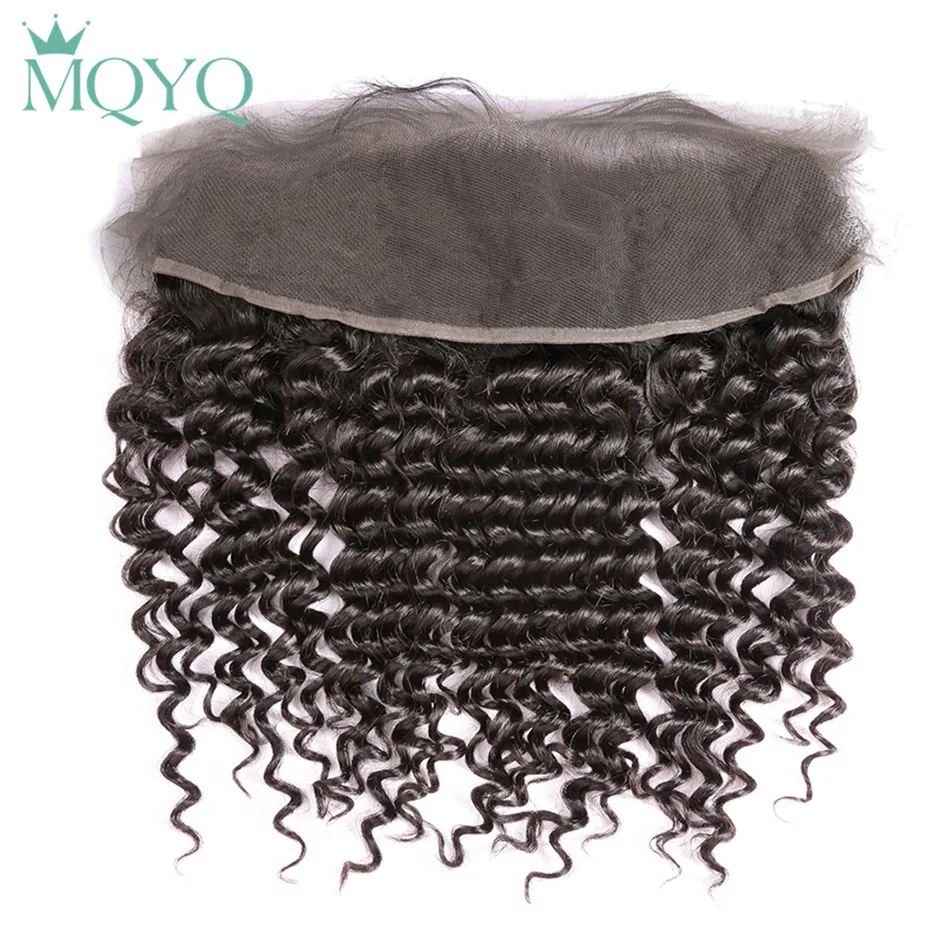 MQYQ Brazilian Deep Wave Lace Frontal Closure Pre Plucked With Baby Hair 13x4 100% Human Closure Ear To Ear Free Part