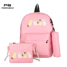 

Women Girls Cartoon Printing Backpack Set Female Canvas Middle/High Laptop School Bags Ladies Travel Composite Bags Rucksacks