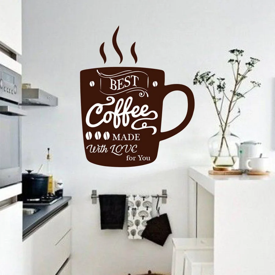 Coffee Wall Decal Cup Of Coffee Wall Sticker For Kitchen Home Dining Room Decor Cafe Logo Sign Window Wall Art Mural N195 Wall Stickers Aliexpress