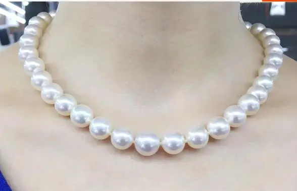 

classic round 10-11mm south sea white pearl necklace 18inch 14//k