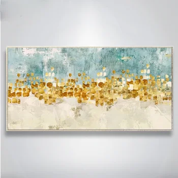 

Handmade thick knife high quality Modern Abstract Fine Artwork Canvas Gold color blocks Bedroom artwork Wall Oil Painting