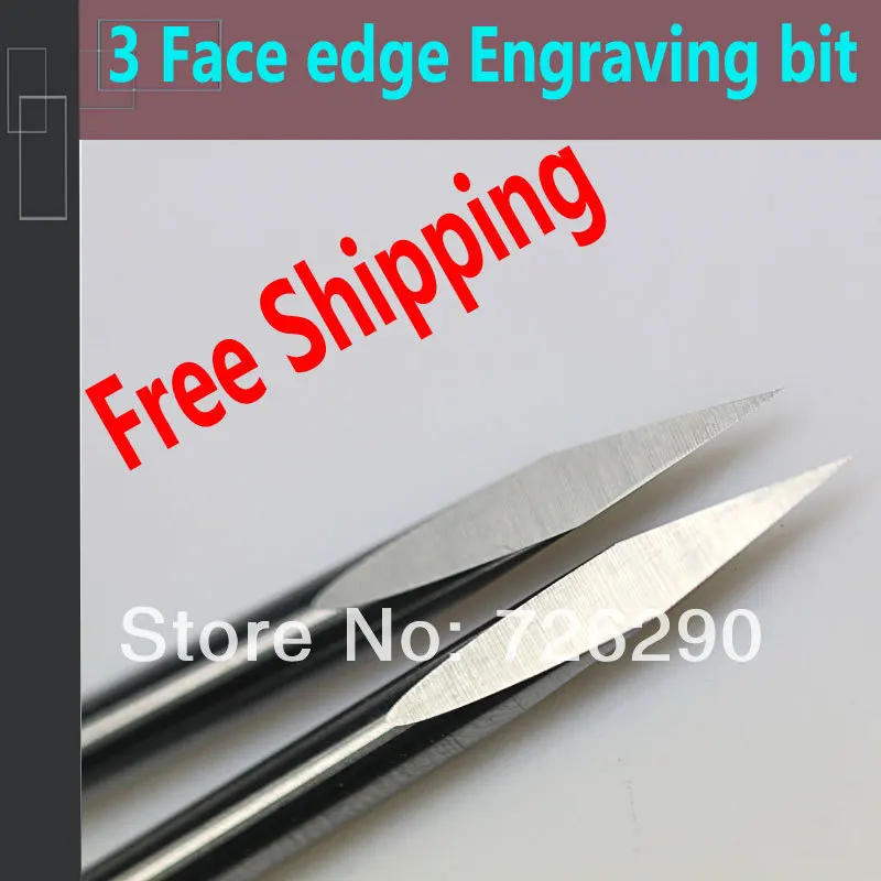

Free Shipping 2pcs 6mm Dia 90 Angle 0.2mm Tip 3 Edge Carbide Woodworking Tools for CNC Router Machine