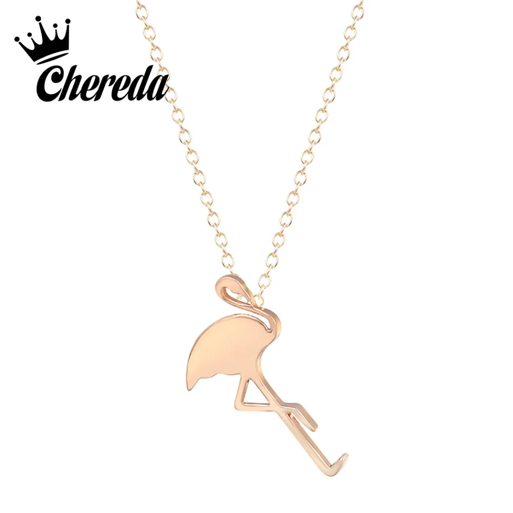 

Chereda Gold Silver Crane Chain Necklace for Women Simple Cute Animal Pendant Pet Lover Best Necklaces
