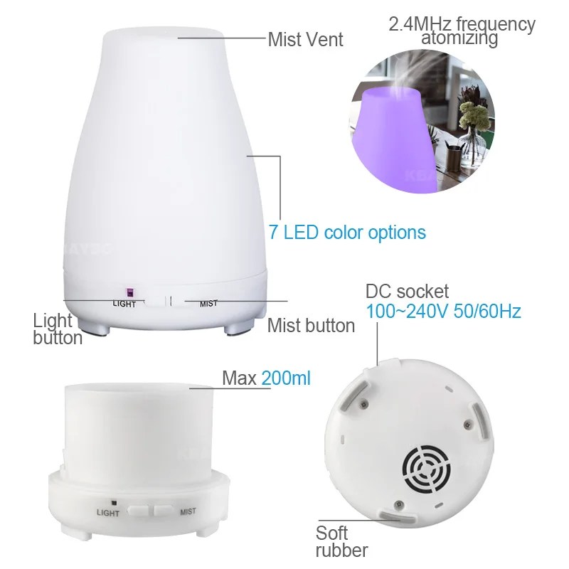 Цена Электрический арома диффузор с дистанционным управлением 200 мл, увлажнитель воздуха, диффузор эфирного масла, арома лампа, ароматерапия, ра...