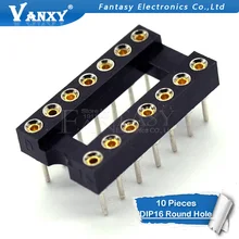 10 шт. DIP-16 круглое отверстие 16 контактов 2,54 мм DIP 2,54 DIP16 ИС адаптер припоя Тип 16 PIN IC Разъем