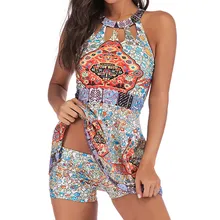 Купальники женские пуш-ап пляжный купальник-бикини плюс размер костюм купальщика Спорт на открытом воздухе большие размеры Танкини с принтом