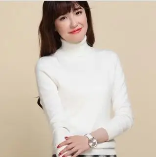 Водолазка женская 60% кашемировый свитер для женщин свитеры для и пуловеры осень зима корейский Обычная веломайка джемпер тянуть роковой вязаный - Цвет: Белый