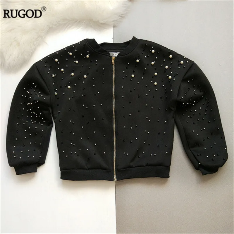 RUGOD New Hot Diamond Beading Bomber Jacket Women 2018 Spring Casual Loose Zipper Long Sleeve Baseball Jacket Casaco Feminino RUGOD New Hot Diamond Beading Bomber Jacket Women 2018 Spring Casual Loose Zipper Long Sleeve Baseball Jacket Casaco Feminino