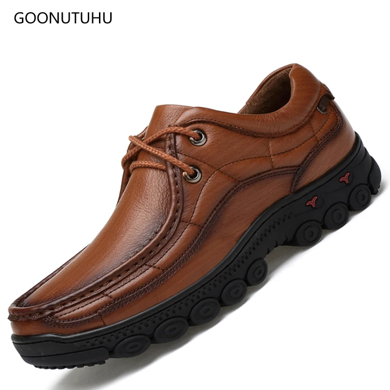 

Man shoes leather genuine platform breathable four seasons urban men's casual shoes work & driving fashion men shoe big size 12