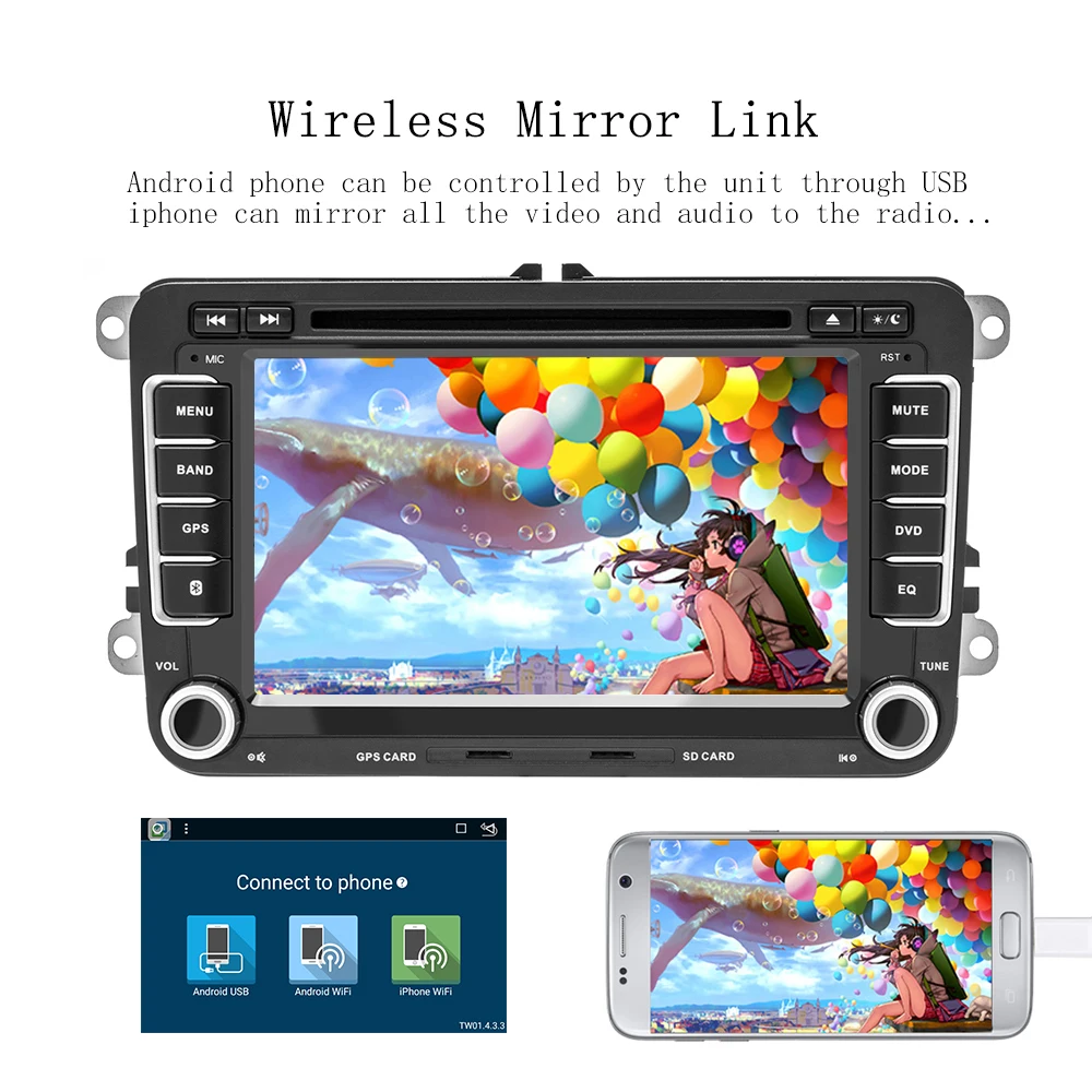 Perfect AMprime  2din Android Car DVD Multimedia Player GPS Navigation 2 Din Bluetooth Autoestereo For Volkswagen/ Passat/POLO/GOLF 5