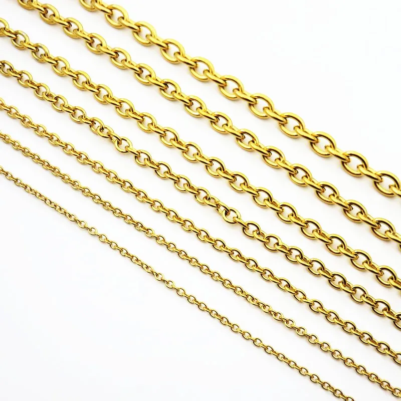 

Gold-color Stainless Steel Rolo O Link Chain Necklace Jewelry Accessories Factory Price