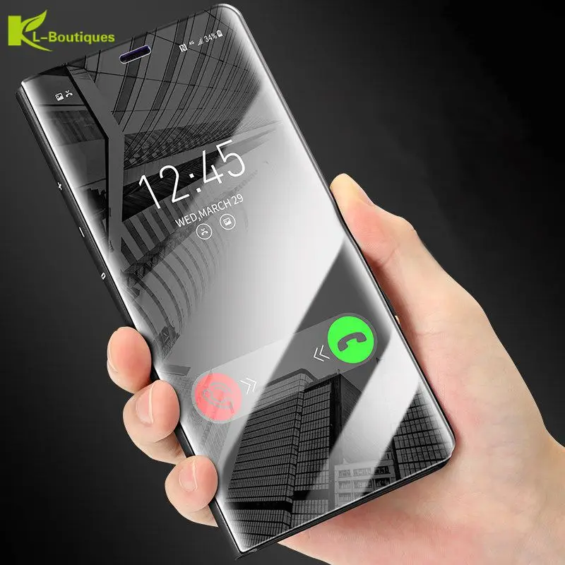 

KL-Boutiques Mirror Clear View Smart Case For Samsung Galaxy S8 S8Plus Luxury Flip Stand Phone Cover sFor Samsung S7 S7Edge Capa
