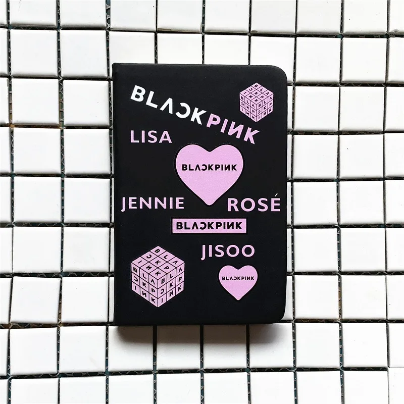 KPOP черно-розовые записные книжки из искусственной кожи LISA ROSE JENNIE JISOO мягкая копировальная розовая шариковая ручка с сердечками блокноты офисные школьные принадлежности Инструменты