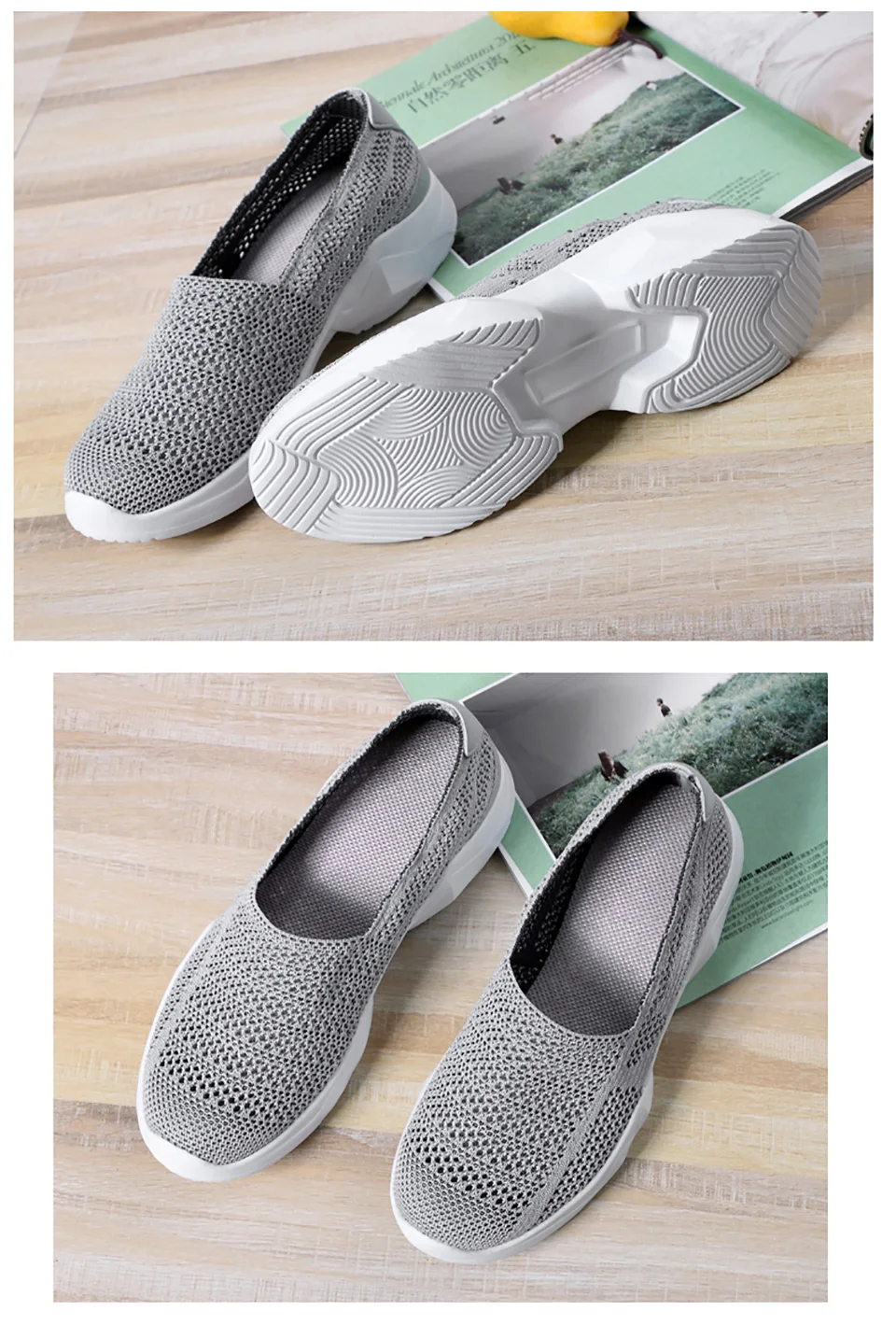 EOFK Sneakers Women Summer Flats Shoes Breathable Mesh Casual Shoes Woman Slip on Flats Sneakers Ladies Shoes Tenis Feminino