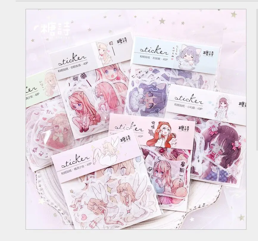 

40pcs/pack Cinderella girl cute cartoon Anime Angel girl Decorative Sticker DIY Planner Scrapbooking Album Stickers gift for kid