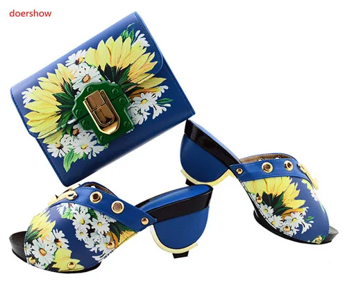 doershow New Fashion Italian Ladies Shoe and Bag Set Mathing Shoes and Bags for African Party Nigerian Fashion Shoes bag TGF1-5