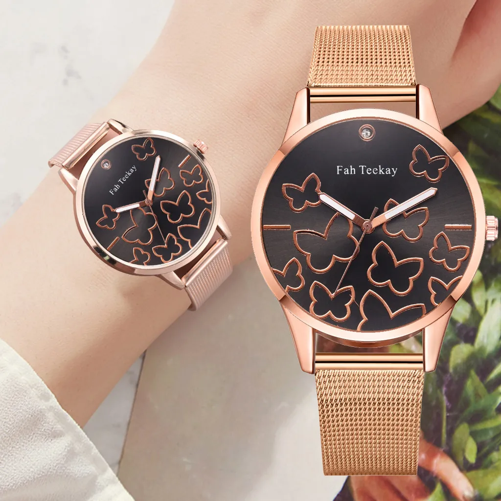 

montre femme Fashion Butterfly Flying Dance Dial Without Scale Ladies Mesh With Quartz Watch reloj mujer dames horloge hot #10