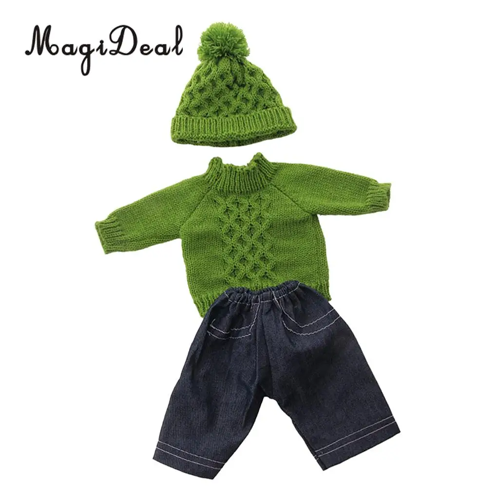 18inch American Doll Festival Party Clothing - Lovely Sweater Knitted Tops & Jeans Pants Hat Outfits For   Doll