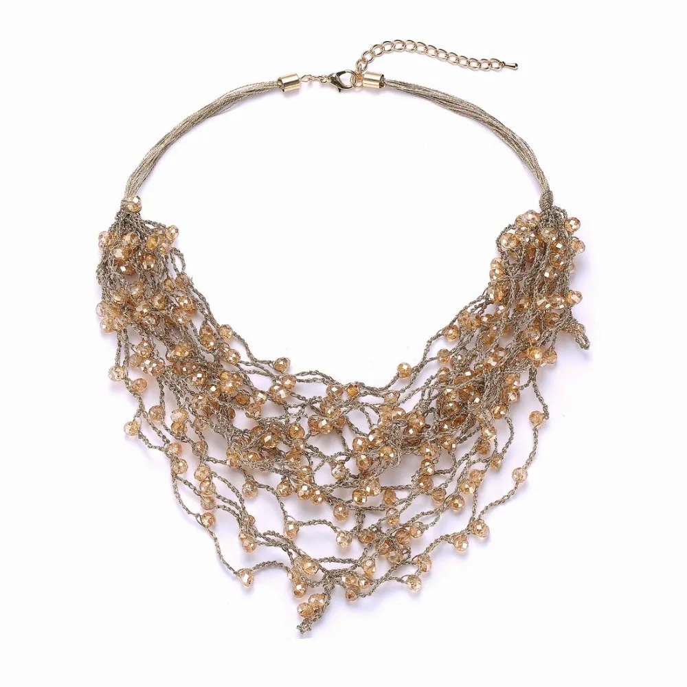 

BEADSLAND Multistrand Waves of Stones Long Necklace Fashionable Jewelry Woman Necklace 34395