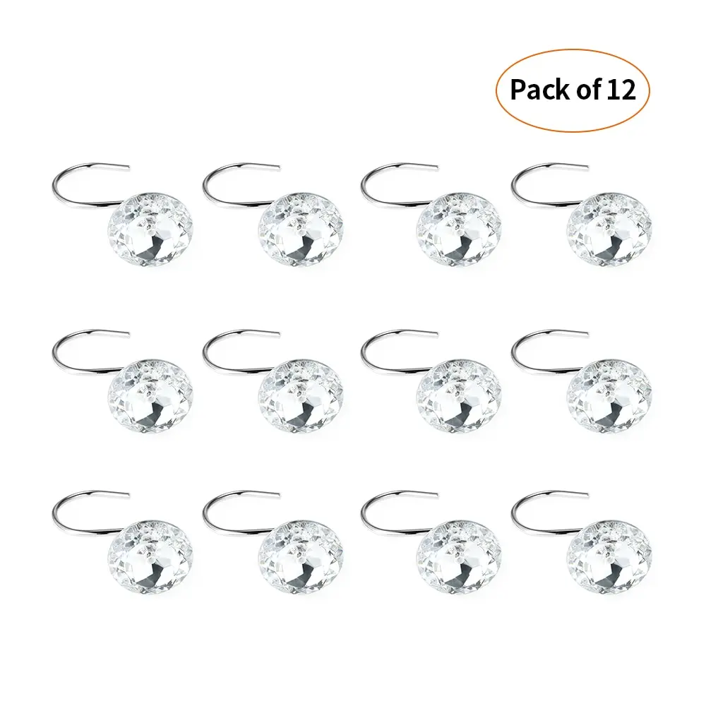 

12pcs/set Decorative Shower Curtain Hooks with Acrylic Crystal Rhinestones Hooks For Home Decoration