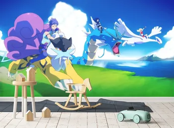 

[Self-Adhesive] 3D Meadow River Running Monster Teenager 3 Japan Anime Wall Paper mural Wall Print Decal Wall Murals