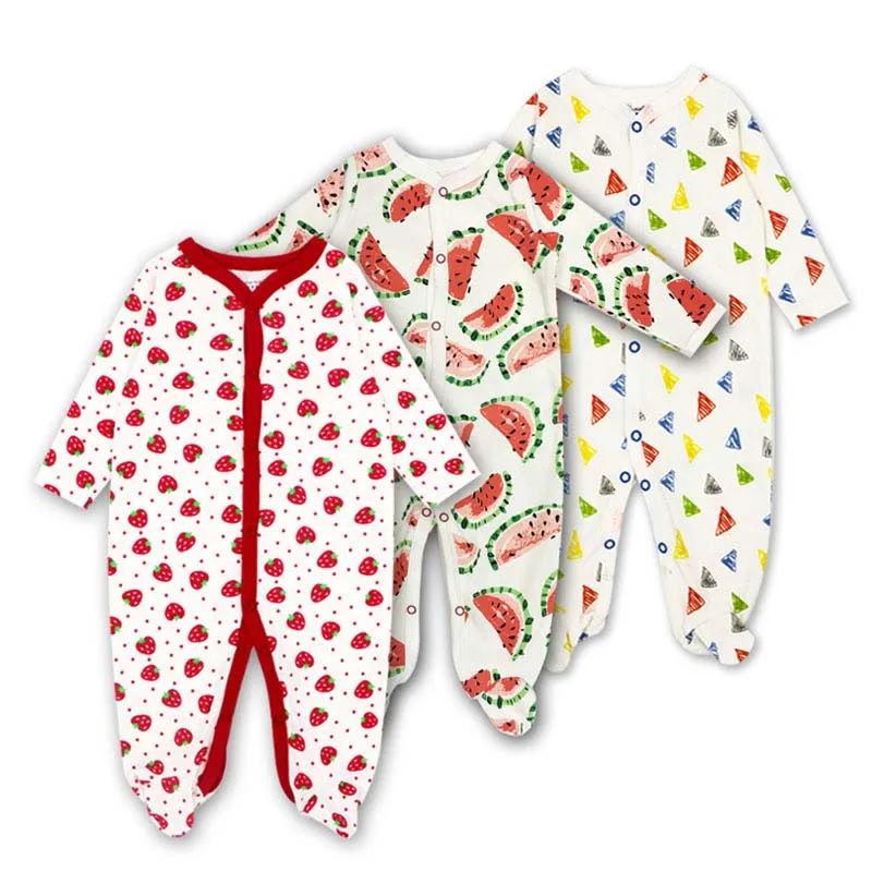 3 шт./лот, хлопок, Летний комбинезон для новорожденных мальчиков, Хлопковая пижама с длинными рукавами, Комбинезоны для детей 0-12 месяцев, одежда для малышей