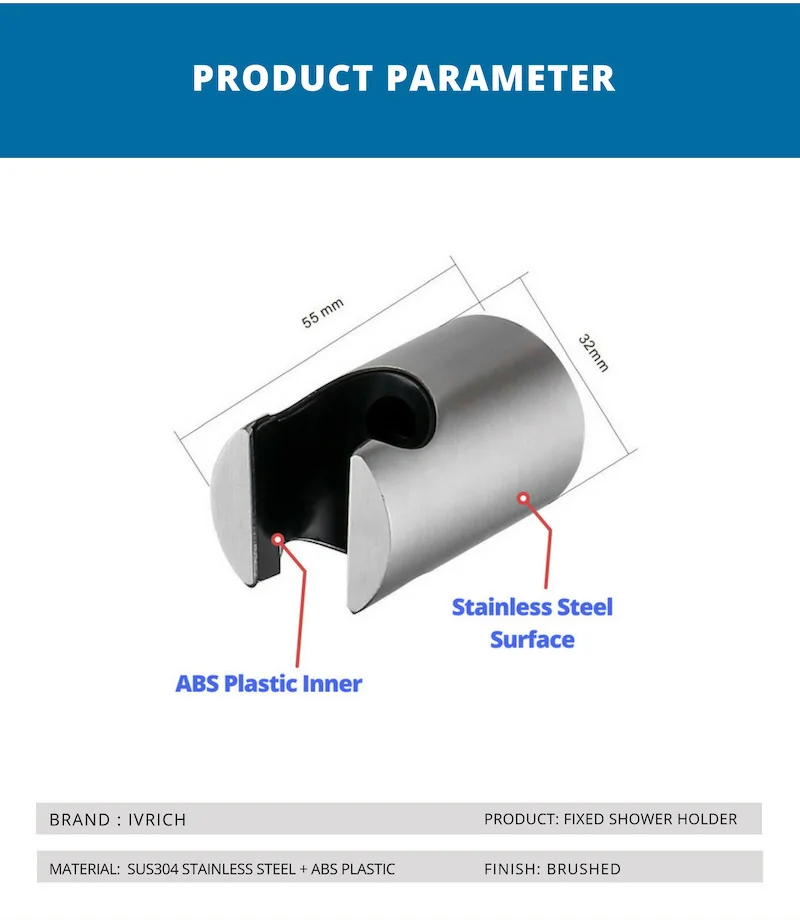 IVRICH фиксированной держатель душевой головки SUS304 Нержавеющая сталь поверхности с ABS внутренний Пластик прекрасно сочетается с Биде
