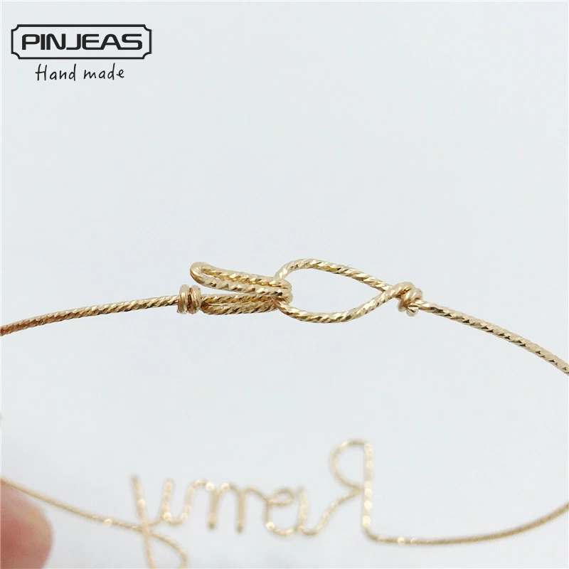 Artesanal Nome Personalizado Cuff Envoltório Fio t