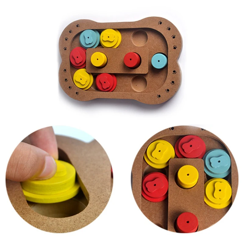 Cat Pet Training Feeder Toy Wooden Intelligence Triple Play Discs Slow Feeding Interactive Toy for Pet Cats Dog Toy Supplies