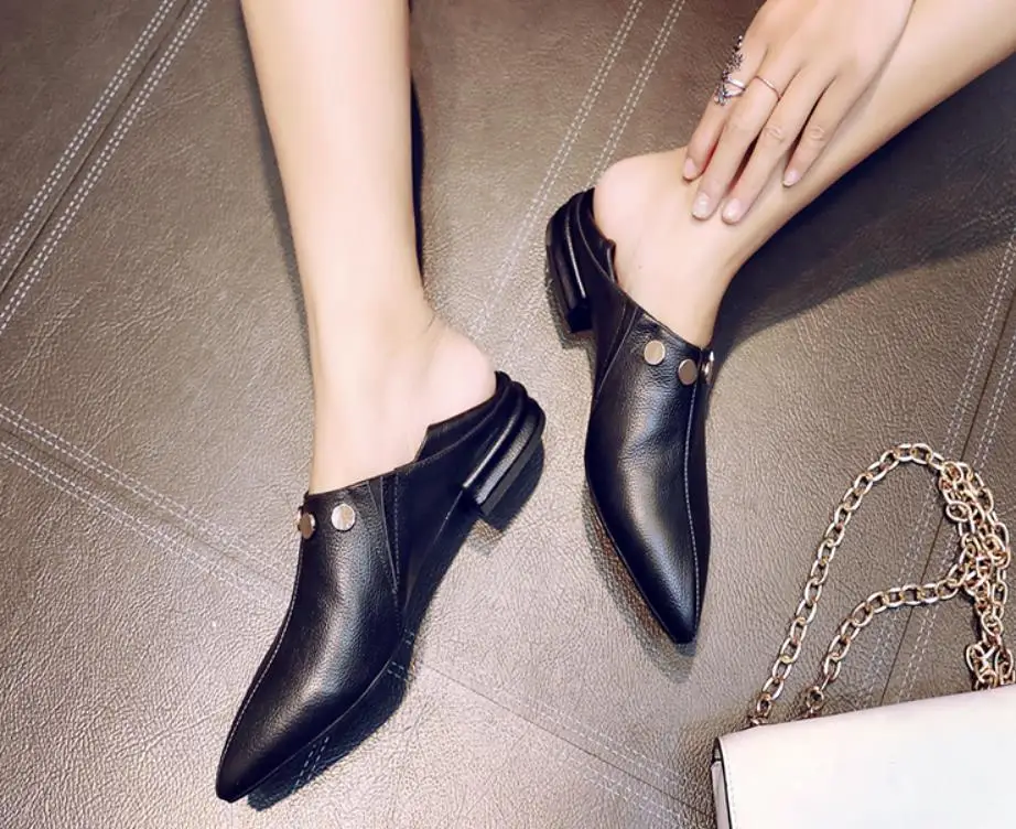

Spring new Korean version of fashion leather pointy low heels with a lot of deep mouth women's shoes