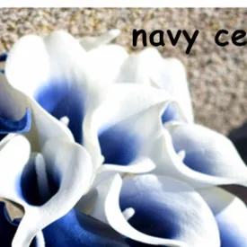 Коралловый оранжевый коричневый Калла лилии Настоящее прикосновение цветы Шелковые Свадебные букеты невесты Свадебные Центральные элементы, украшения - Цвет: navy center
