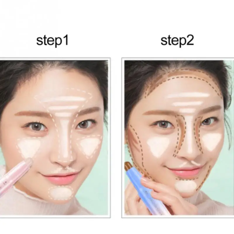 

Makeup Face Concealer Long Lasting Highlighter Natural 3D Cream Concealer Stick Double-end Bronzer Skin Care Blemish Full Cover