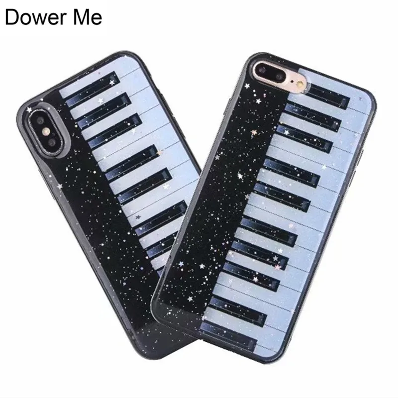 

Dower Me Lovely Piano Keys Design Phone Case Cover For iphone X 6S 6 7 8 Plus Fashion Bling Glitter Star Soft Silicone TPU Cases