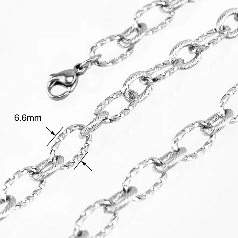 Нержавеющая сталь кабель ROLO цепи цепочки и ожерелья ширина 6,6 мм простой для женщин Jewelry женский Colar Mujer воротник для женщин цепочки и ожерелья s