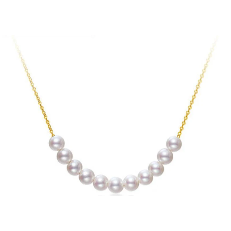 

Sinya natural 4.5-5mm pearls strands necklace with 45cm 18k gold chain Au750 gold fine jewelry best gift for girls women lover