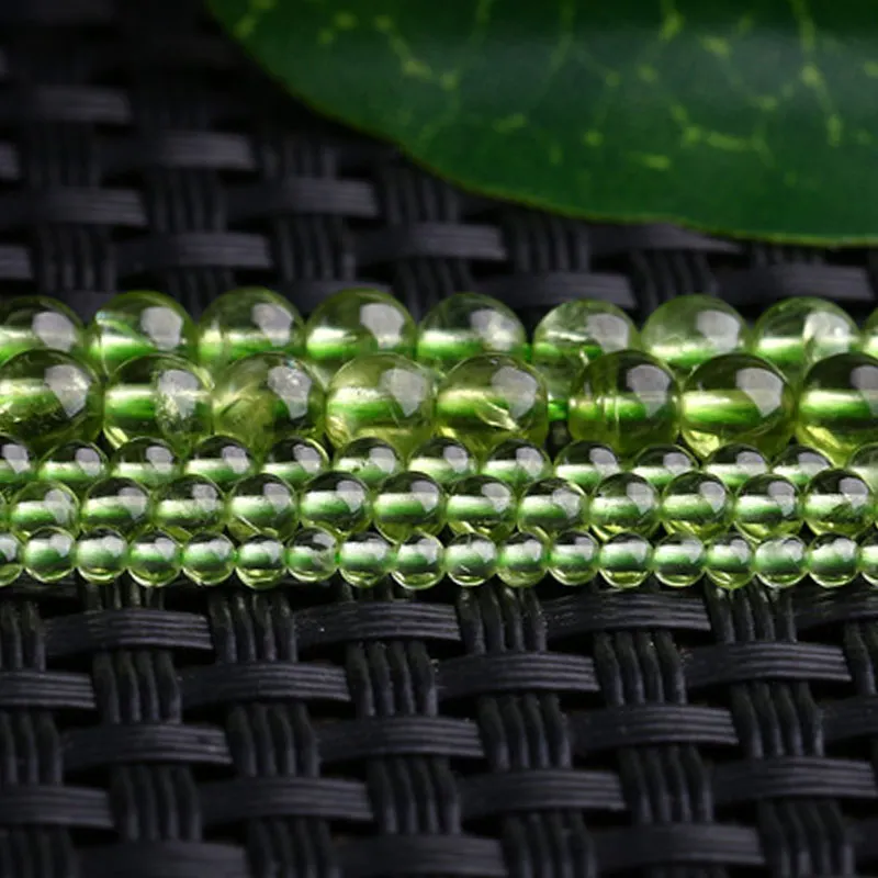 5-7mm Natural Green Peridot Stone Beads Round Loose DIY Beads For Jewelry Making Beads Accessories 15'' Women Men Gift