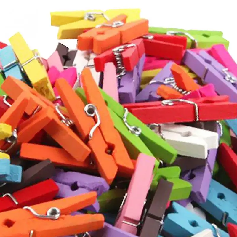 50 Pcs Mixed Wood Clips Wooden Pegs Clothespins Photo Paper Art Craft for Baby Shower Party DIY Gifts Christmas Embellishment